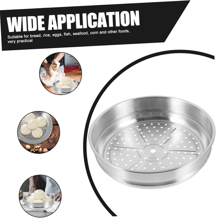 Housoutile 34cm Wok Steamer Dumpling Steamer Steaming Basket for Pot Dedicated Silver Accessories Stainless Steel Basket