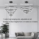 Black 4 Rings Minimalist LED Pendant Light Adjustable Circular Chandelier