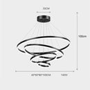 Black 5 Rings Minimalist LED Pendant Light Adjustable Circular Chandelier