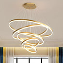 Gold 3 Rings Minimalist LED Pendant Light Adjustable Circular Chandelier