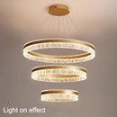 Gold 3 Rings 180W Modern Luxury Ring Pendant Light Adjustable Water Ripple LED Chandelier