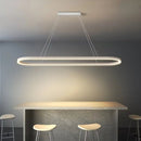 Modern Minimalist Oval Pendant Light Adjustable LED Chandelier White