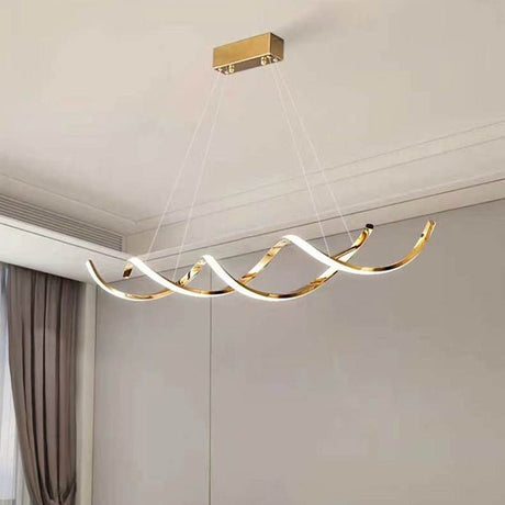 120cm Modern Minimalist Titanium Gold Pendant Light Adjustable LED Chandelier