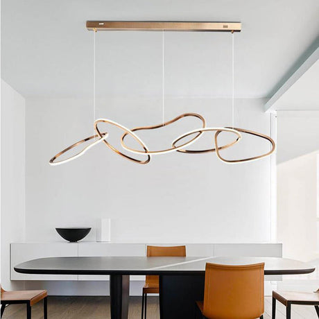 Nordic Minimalist Rose Gold LED Pendant Light Adjustable Modern Ring Chandelier 150cm