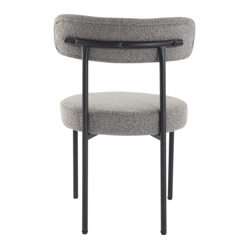 Plush Boucle Cushioned Elsa Dining Chairs in Slate Grey