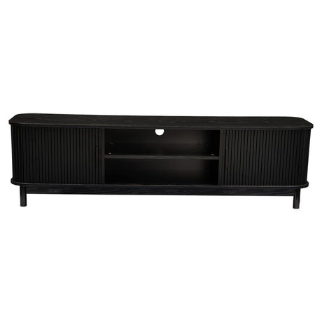 160cm Ribbed Black Entertainment Unit