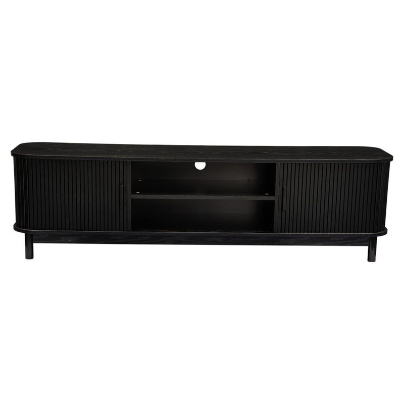 160cm Ribbed Black Entertainment Unit