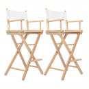 2X Director Movie Folding Tall Chair 76cm Beech WOOD HUMOR