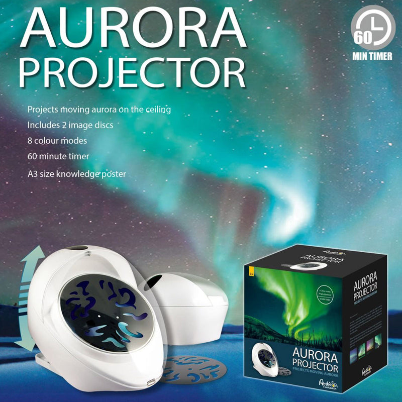 Aurora Projector Moving Night Light 8 Colour Mode - Kids Learning Toy