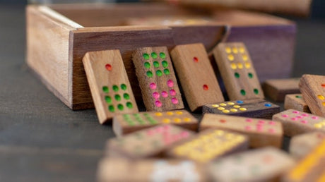 Wooden Domino Game Set Handmade Dominoes in Gift box