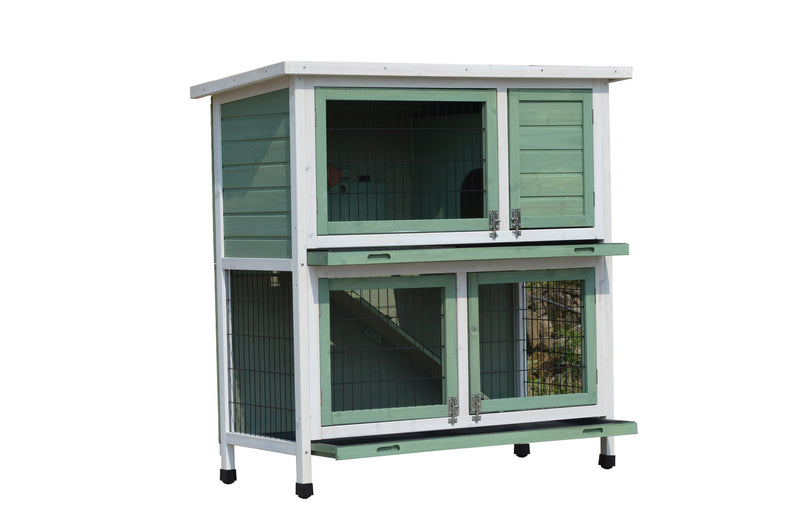 YES4PETS Green Large Double Storey Rabbit Hutch Guinea Pig Ferret Cage