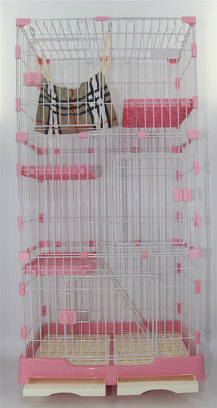 YES4PETS 179 cm Pink Pet 4 Level Cat Cage House With Litter Tray & Wheel 82x57x179 CM