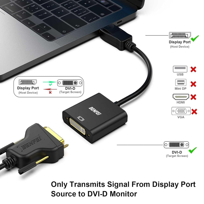 BENFEI DisplayPort to DVI DVI-D Single Link Adapter