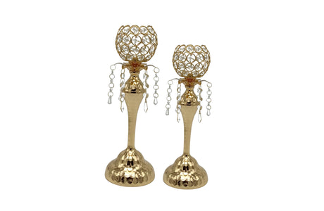 Crystal Gold Ball Candle Holder -Set of 2