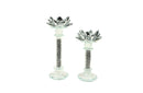 Flower Silver Crystal Candle Holder - Set of 2