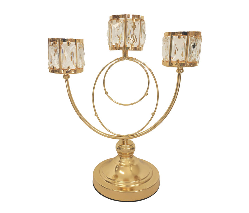 Trio Crystal Candle Holder - Gold