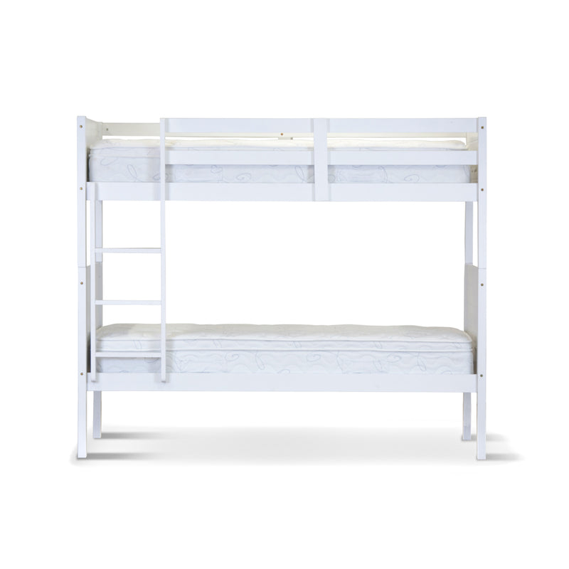 Zinnia Single Bunk Bed Frame Solid Rubber Timber Wood Loft Furniture - White