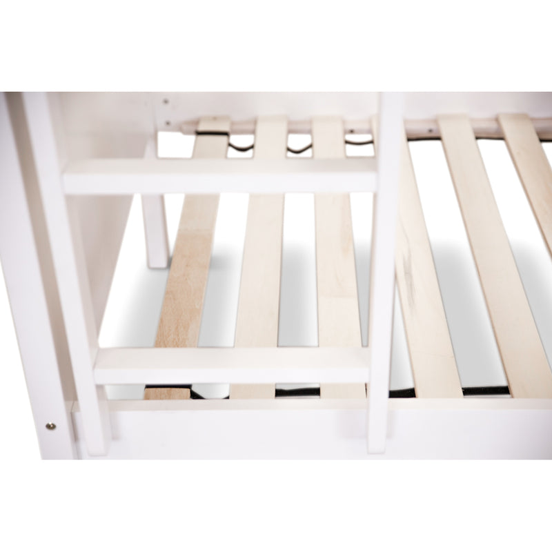 Zinnia Single Bunk Bed Frame Solid Rubber Timber Wood Loft Furniture - White