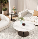 Interior Ave - Halo Two Piece Coffee Table Set - White Stone & Tempered Glass