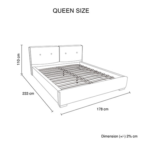 Estella Queen Fabric 4pc Bedroom Suite With Linear Division & Button Studding Headboard