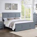 4 Pieces Bedroom Suite in Solid Wood & MDF King Size Grey Colour Bed, Bedside Table & Dresser