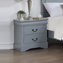 4 Pieces Bedroom Suite in Solid Wood & MDF King Size Grey Colour Bed, Bedside Table & Dresser