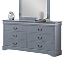 4 Pieces Bedroom Suite in Solid Wood & MDF Queen Size Grey Colour Bed, Bedside Table & Dresser