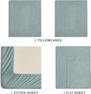 CleverPolly Vintage Washed Microfibre Sheet Set with 1 Pillowcase - Seafoam - Single