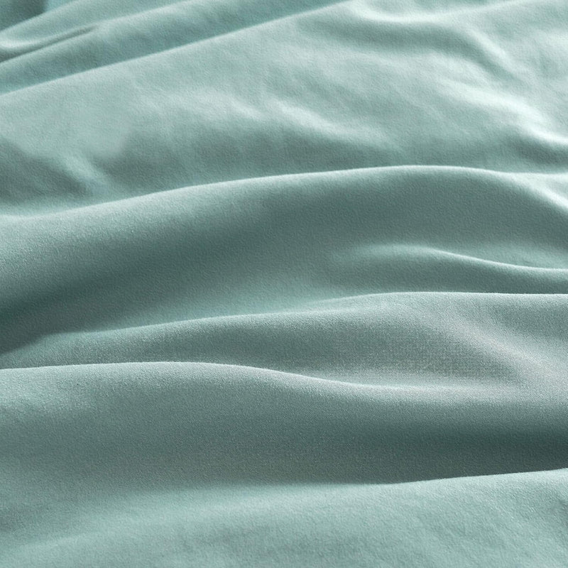 CleverPolly Vintage Washed Microfibre Sheet Set with 1 Pillowcase - Seafoam - Single