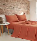 CleverPolly Vintage Washed Microfibre Sheet Set with 1 Pillowcase - Terracotta - Single