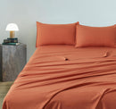 CleverPolly Vintage Washed Microfibre Sheet Set with 1 Pillowcase - Terracotta - Single