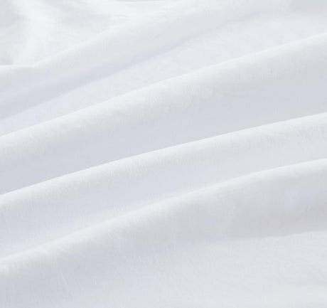 CleverPolly Vintage Washed Microfibre Sheet Set with 2 Pillowcases - White - Double