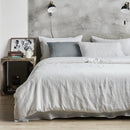 Gioia Casa 100% French Flax Linen Vintage Washed Soft Quilt Cover Set - White - Queen