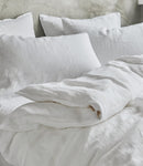 Gioia Casa 100% French Flax Linen Vintage Washed Soft Quilt Cover Set - White - Queen