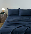 CleverPolly Vintage Washed Microfibre Sheet Set with 2 Pillowcases - Navy - Queen