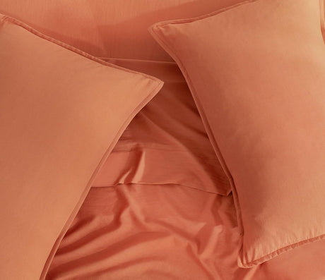 CleverPolly Vintage Washed Microfibre Sheet Set with 2 Pillowcases - Terracotta - Queen