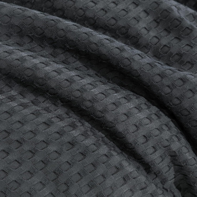 CleverPolly 100% Premium Waffle Microfibre Quilt Cover Set (3Pcs) - Dark Grey - King