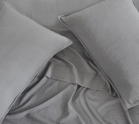 CleverPolly Vintage Washed Microfibre Sheet Set with 2 Pillowcases - Grey - King