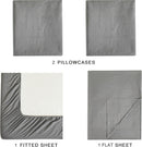 CleverPolly Vintage Washed Microfibre Sheet Set with 1 Pillowcase - Grey - King Single