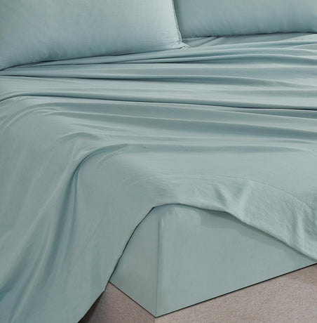 CleverPolly Vintage Washed Microfibre Sheet Set with 1 Pillowcase - Seafoam - King Single