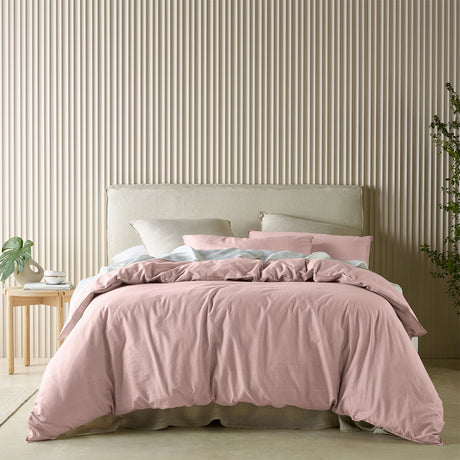 Bianca Acacia Blush Vintage Washed Cotton Quilt Cover Set King