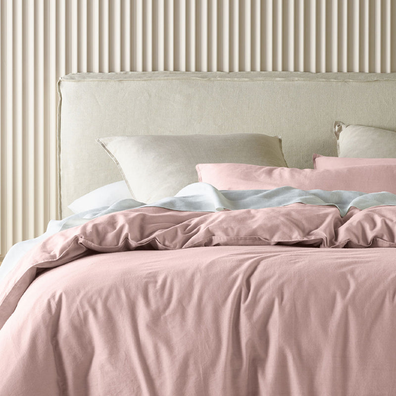 Bianca Acacia Blush Vintage Washed Cotton Quilt Cover Set Queen