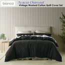 Bianca Acacia Charcoal Vintage Washed Cotton Quilt Cover Set King