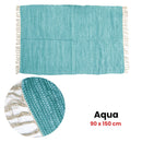 Large Chindi Cotton Handmade Floor Mat with Tassels 90 x 150 cm Aqua