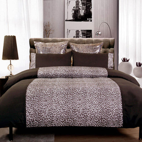 Big Sleep Leopard Chocolate Quilt Cover Set Single