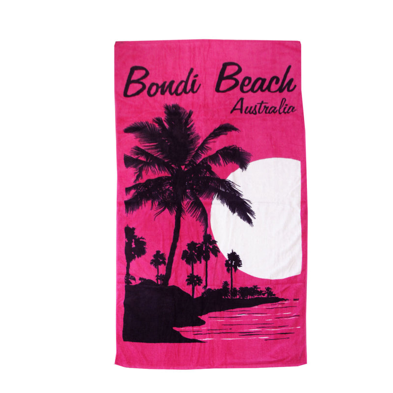 Aqua Blu Bondi Beach Pink 100% Cotton Beach Towel 80 x 150 cm