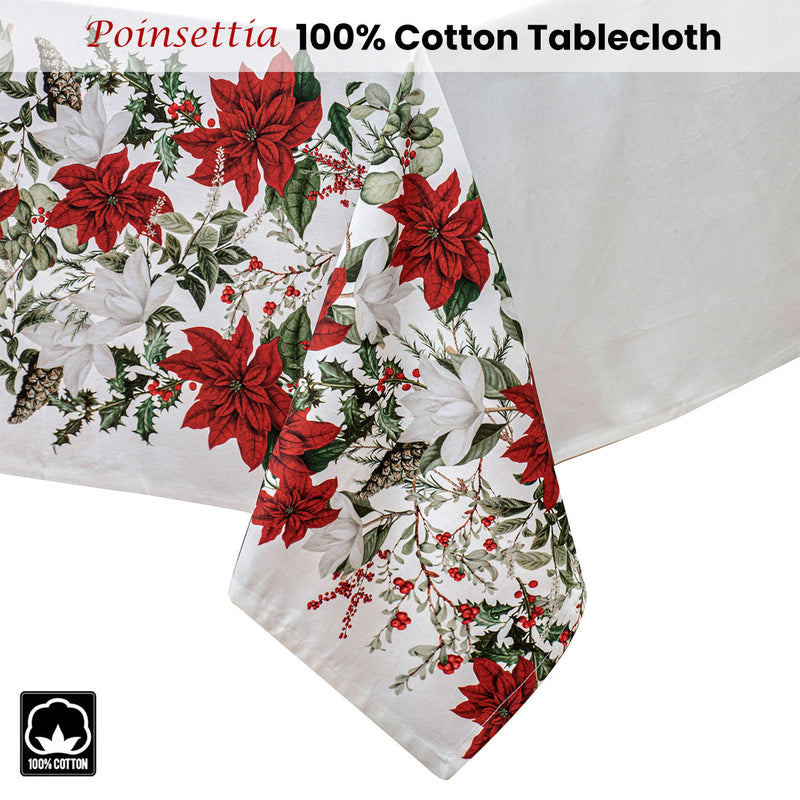 Ashdene Poinsettia 100% Cotton Tablecloth 150 x 230 cm