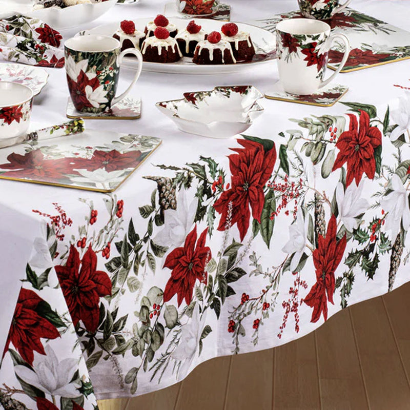 Ashdene Poinsettia 100% Cotton Tablecloth 150 x 230 cm