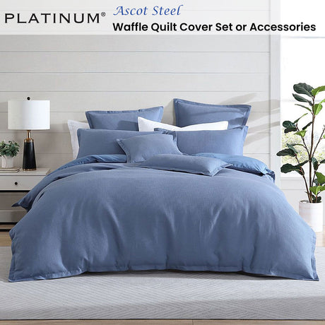 Platinum Collection Ascot Steel Waffle Quilt Cover Set Super King