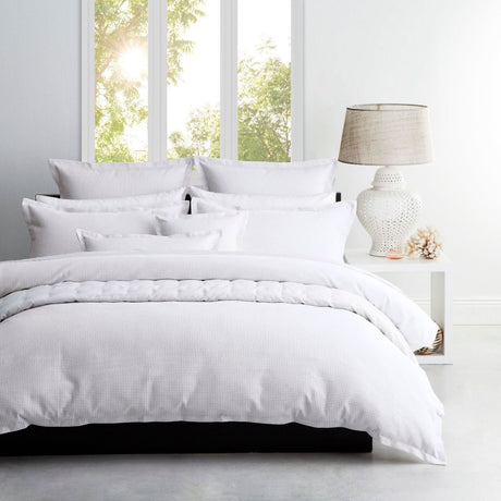 Platinum Collection Ascot White Waffle Quilt Cover Set Queen